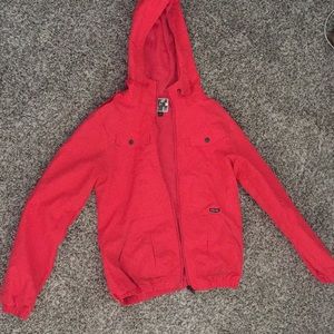 Orange volcom raincoat